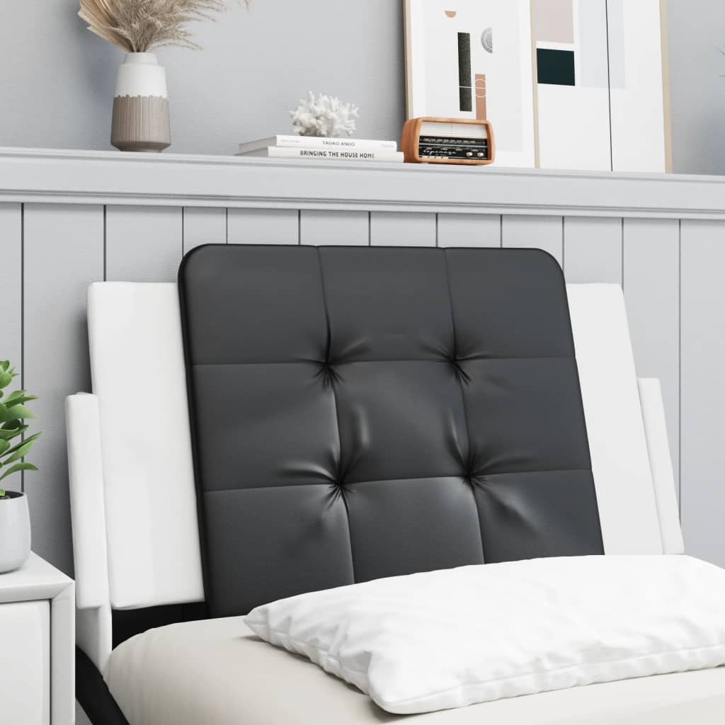 Almofadão de cabeceira zadar 90 cm couro artificial preto e branco