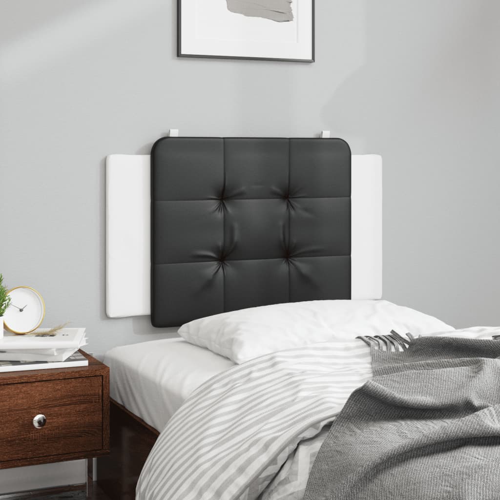 Almofadão de cabeceira zadar 90 cm couro artificial preto e branco
