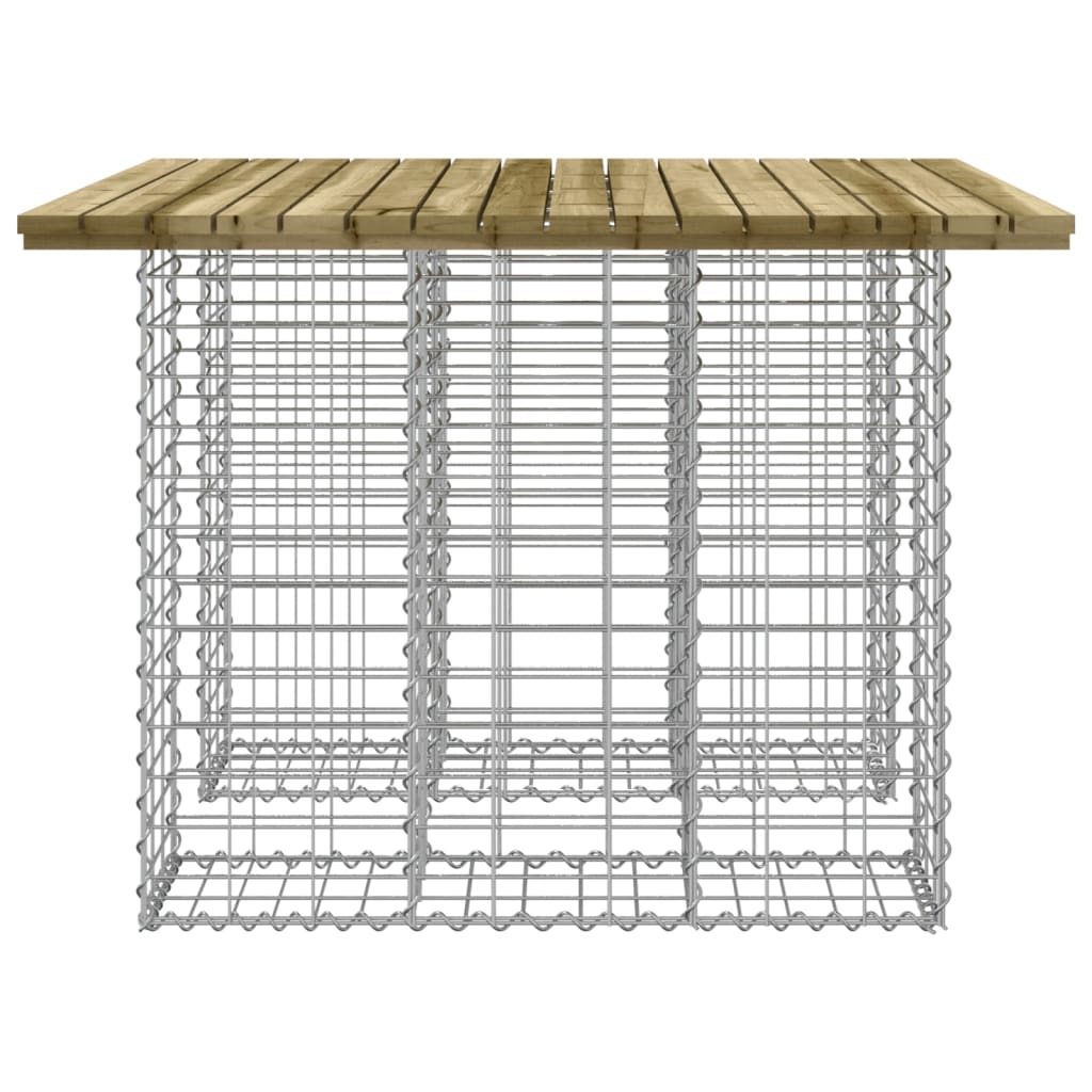 Mesa de jardim com design de gabião 100x102x72 cm, madeira impregnada de pinho