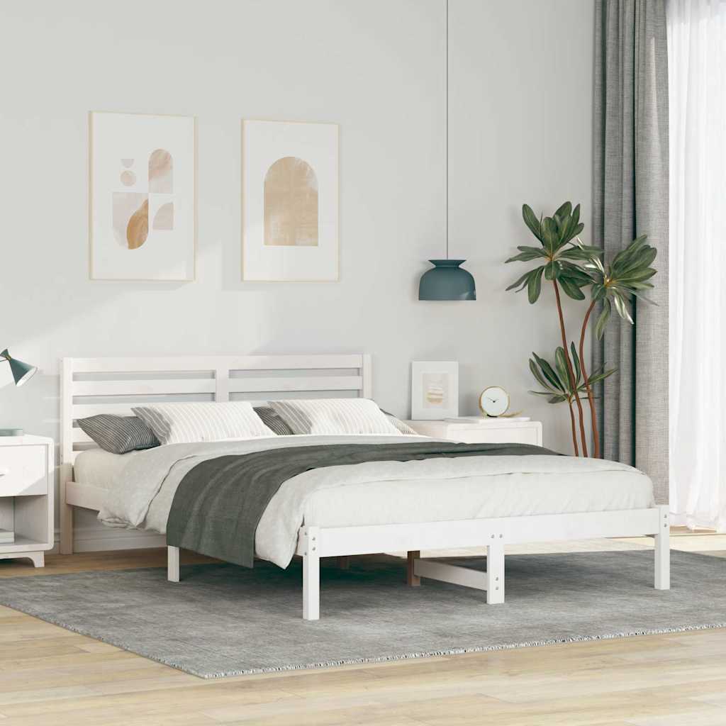 Estrutura da cama com cabeceira branco 140 x 210 cm