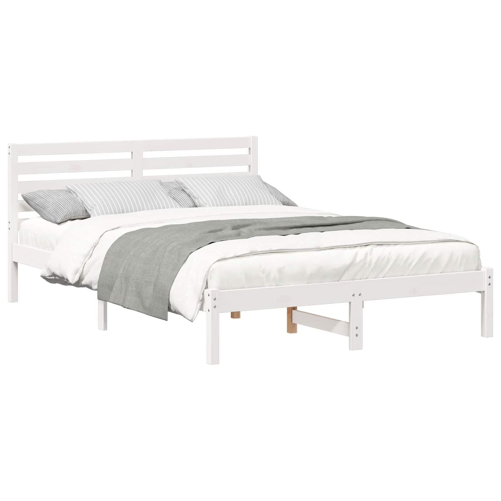 Estrutura da cama com cabeceira branco 140 x 210 cm