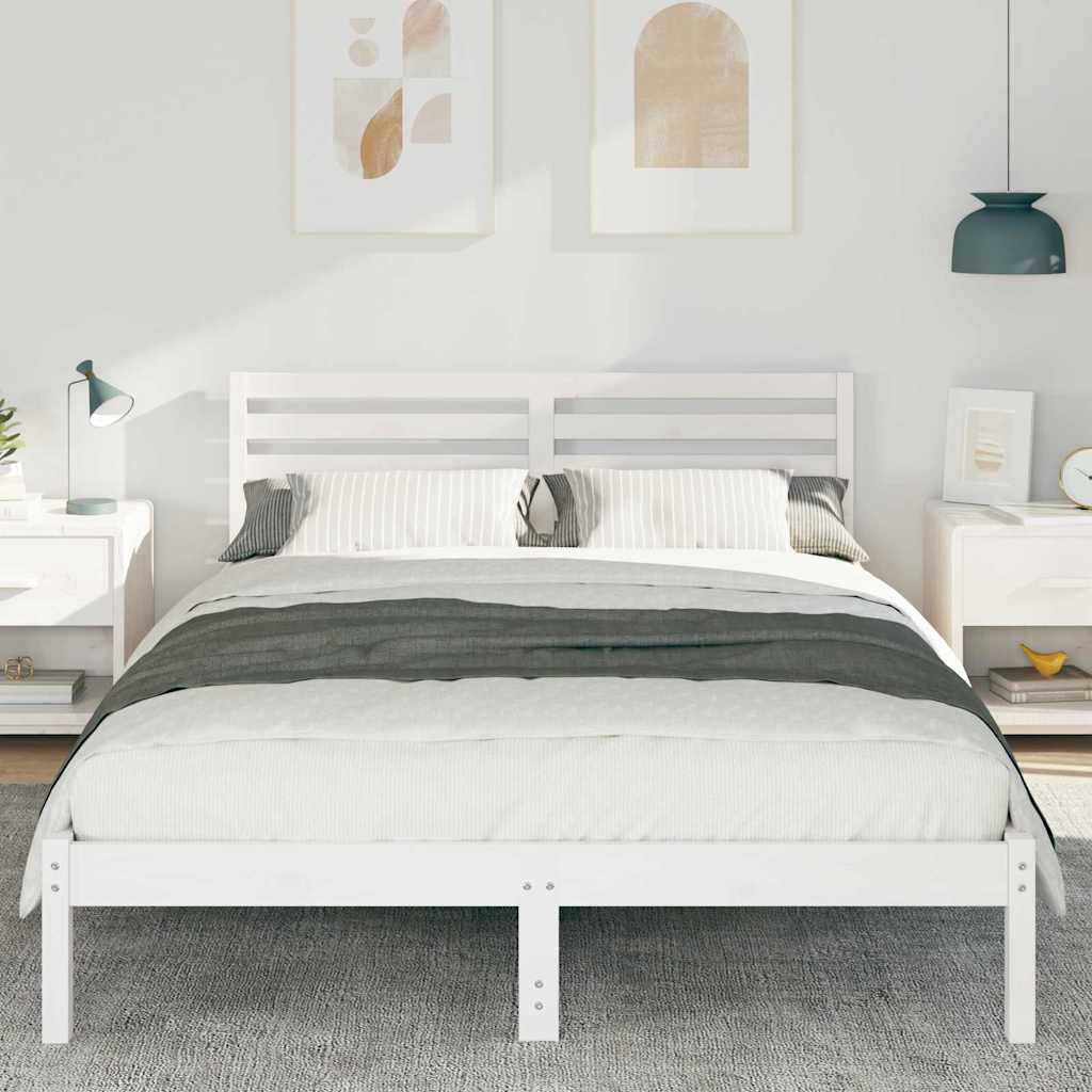 Estrutura da cama com cabeceira branco 140 x 210 cm