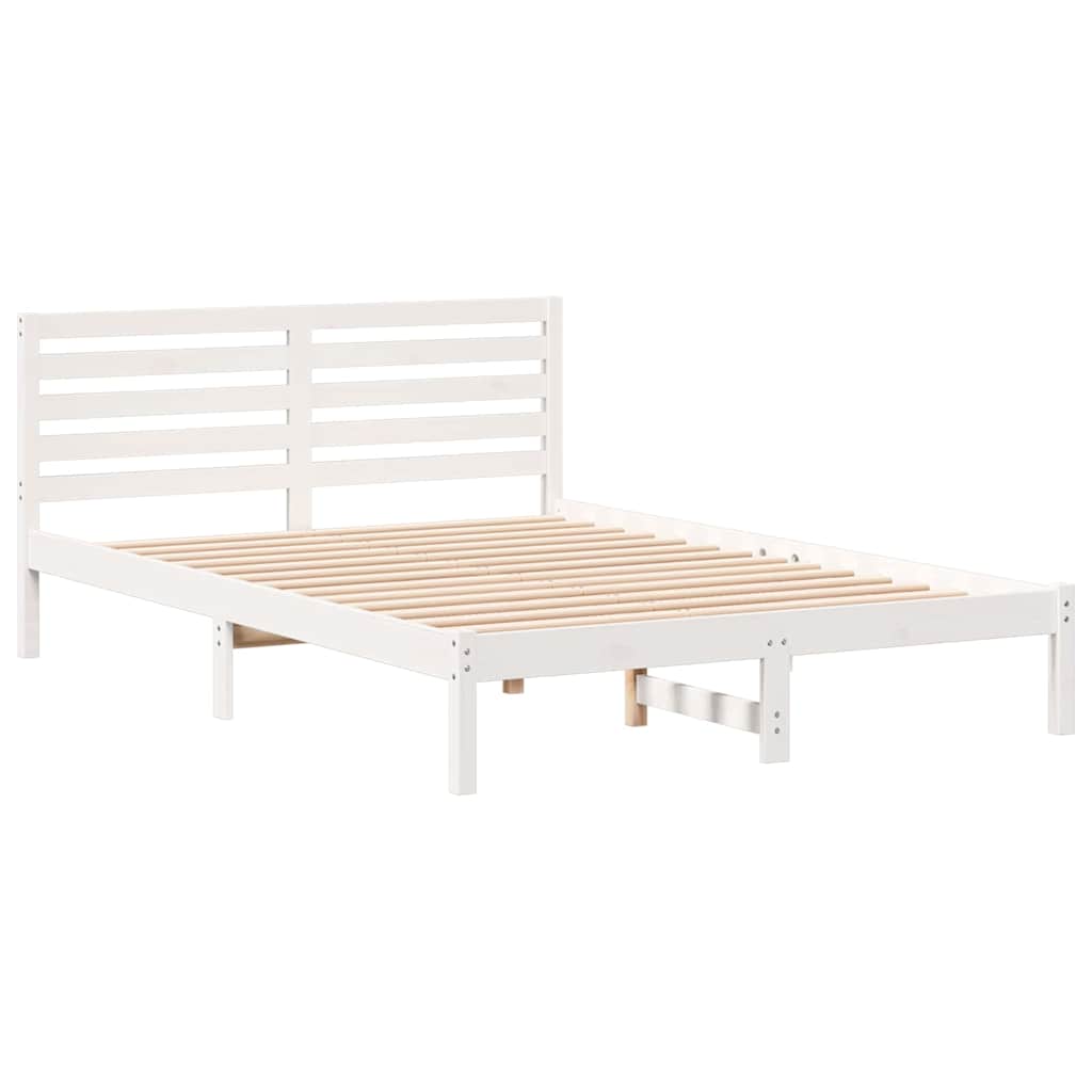 Estrutura da cama com cabeceira branco 140 x 210 cm