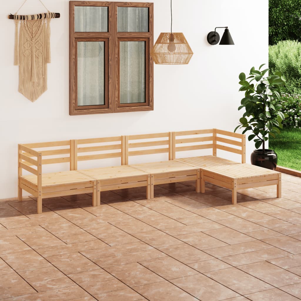 5 Pcs conjunto lounge de jardim pinho maciço