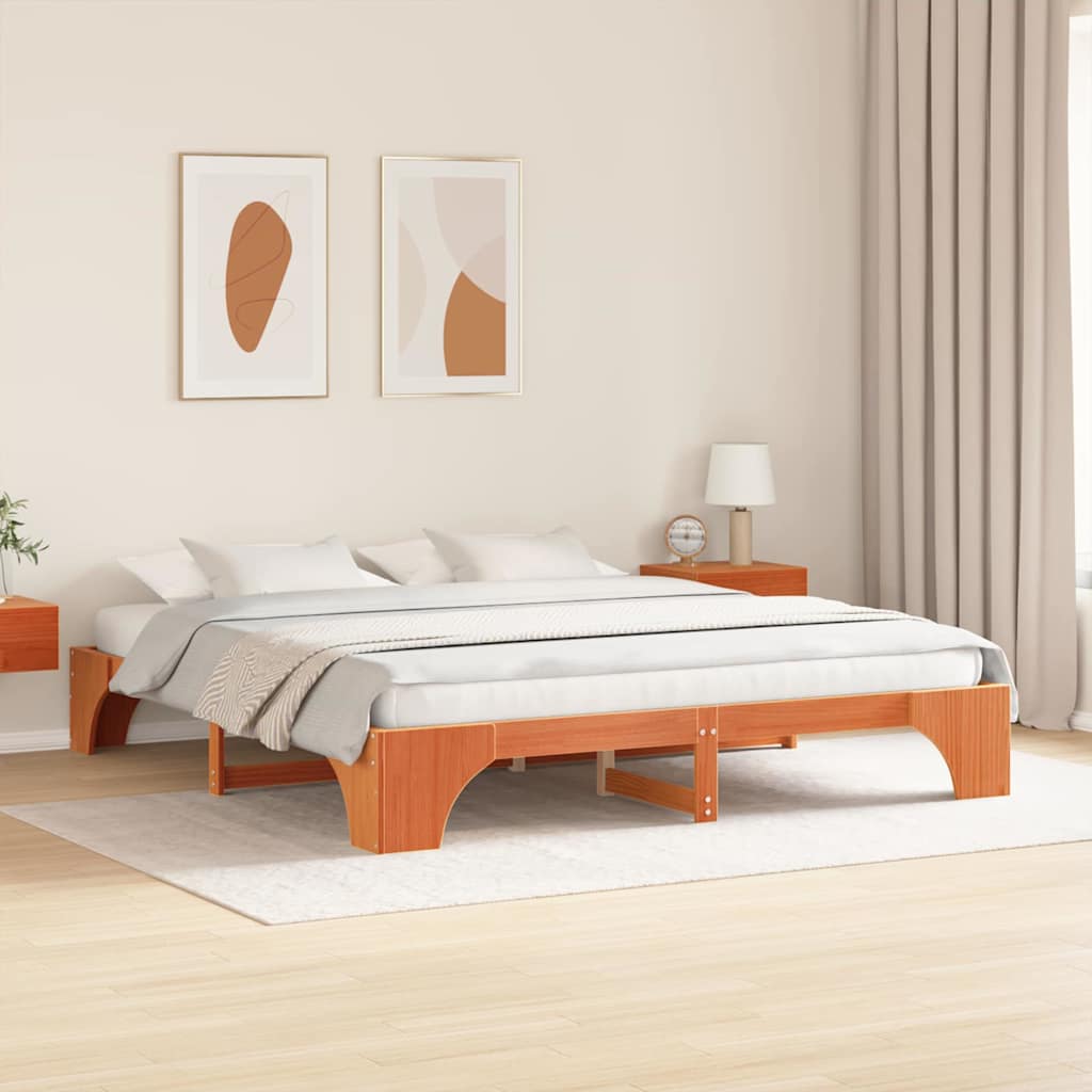 Estrutura da cama marrom cera 200 x 200 cm