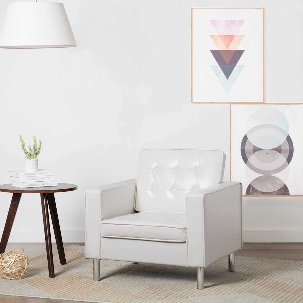 Poltrona branca 75x70x75 cm couro sintético