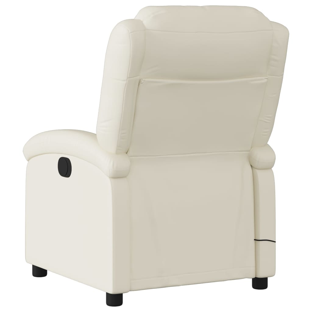Poltrona de massagem reclinável em couro sintético creme