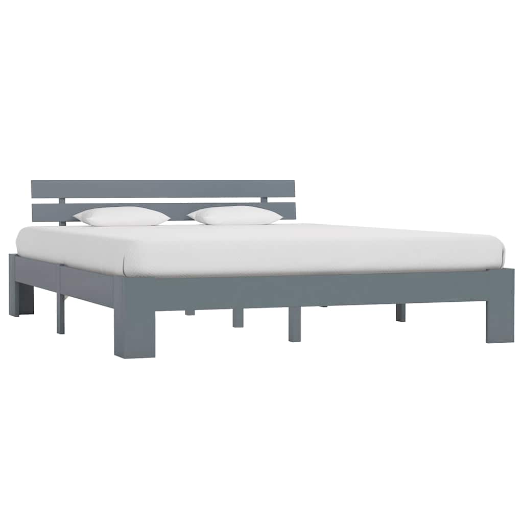 Estrutura de cama 180x200 cm pinho maciço cinzento