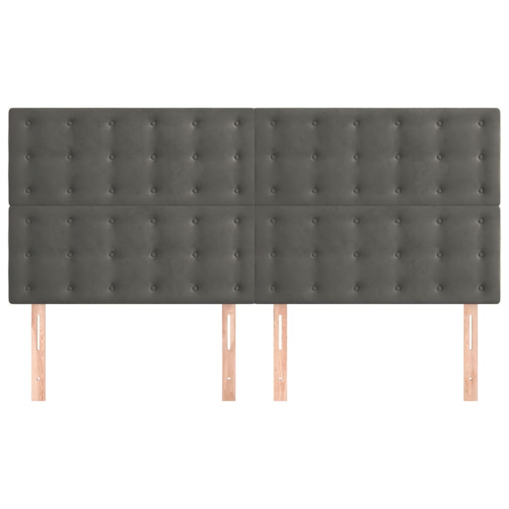 Cabeceira cinza escuro 180x5x118/128 cm veludo