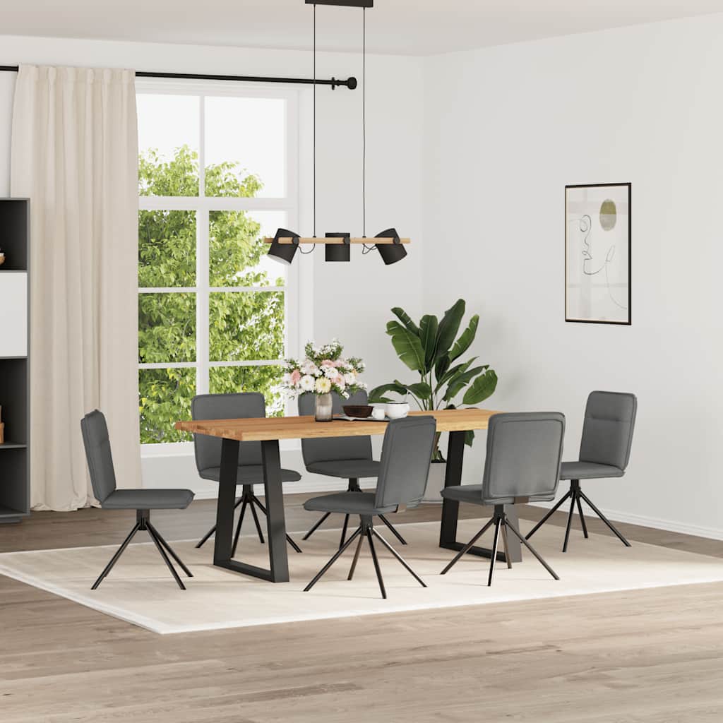 Cadeiras de jantar 6 pcs tecido cinzento-escuro