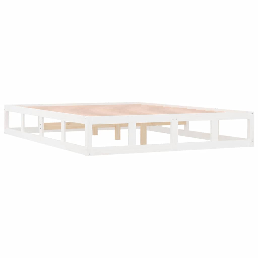 Estrutura cama pequena casal 120x190 cm pinho maciço branco