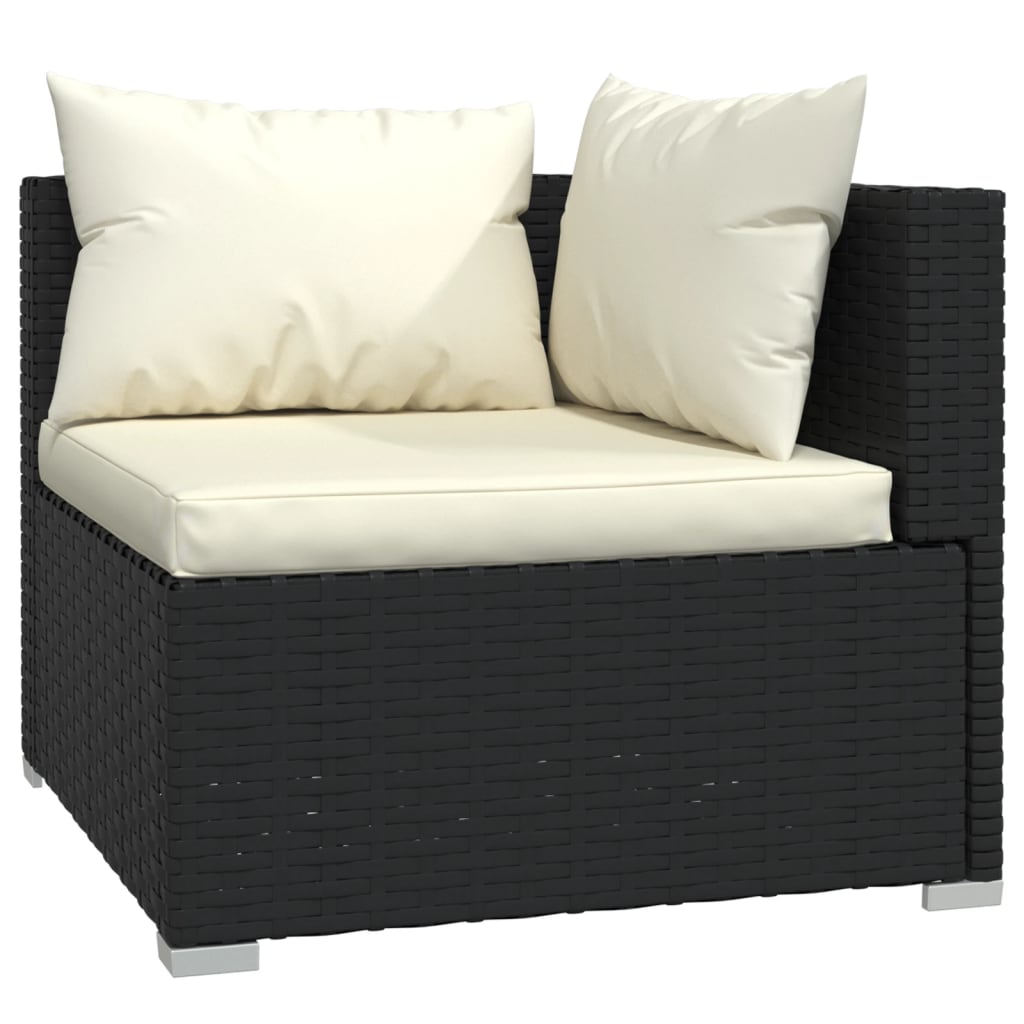 10 Pcs conjunto lounge de jardim c/ almofadões vime PE preto