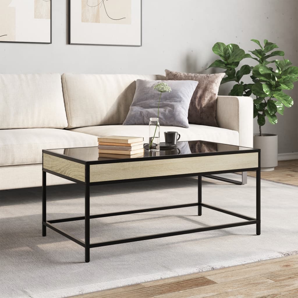 Mesa de centro luzes LED infinity 90x50x41 cm carvalho sonoma