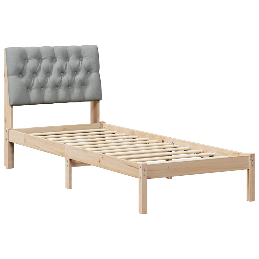Estrutura de cama com cabeceira estofada castanho 75 x 190 cm