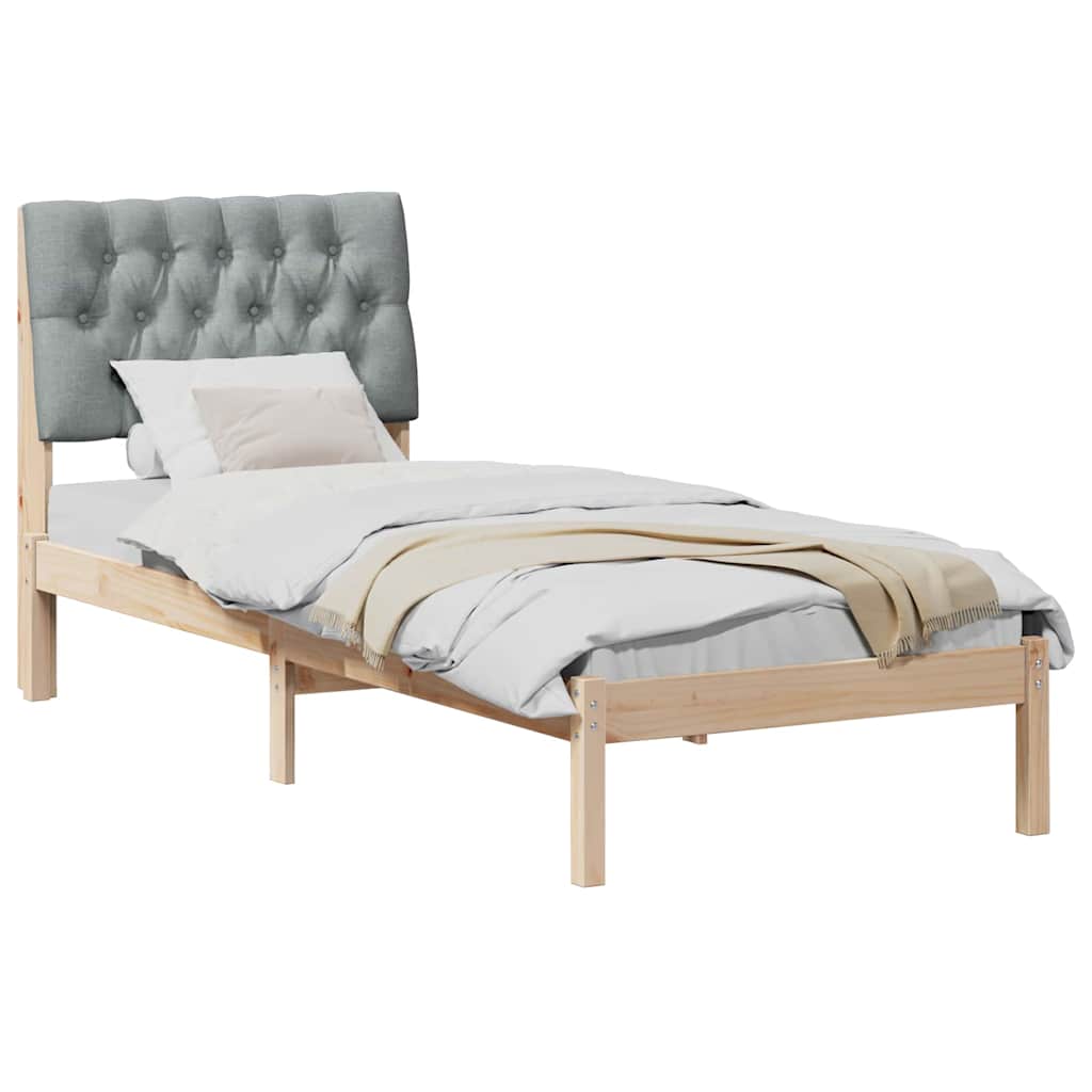 Estrutura de cama com cabeceira estofada castanho 75 x 190 cm