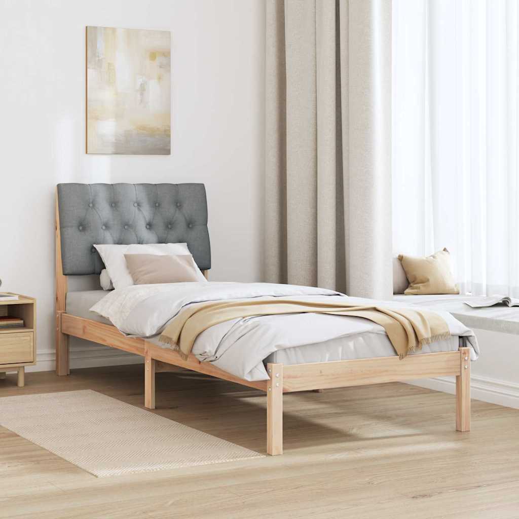 Estrutura de cama com cabeceira estofada castanho 75 x 190 cm