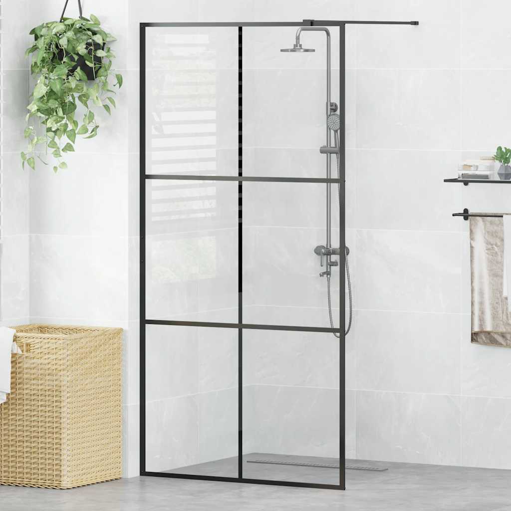 Divisória de chuveiro c/ vidro transparente esg 100x195cm preto