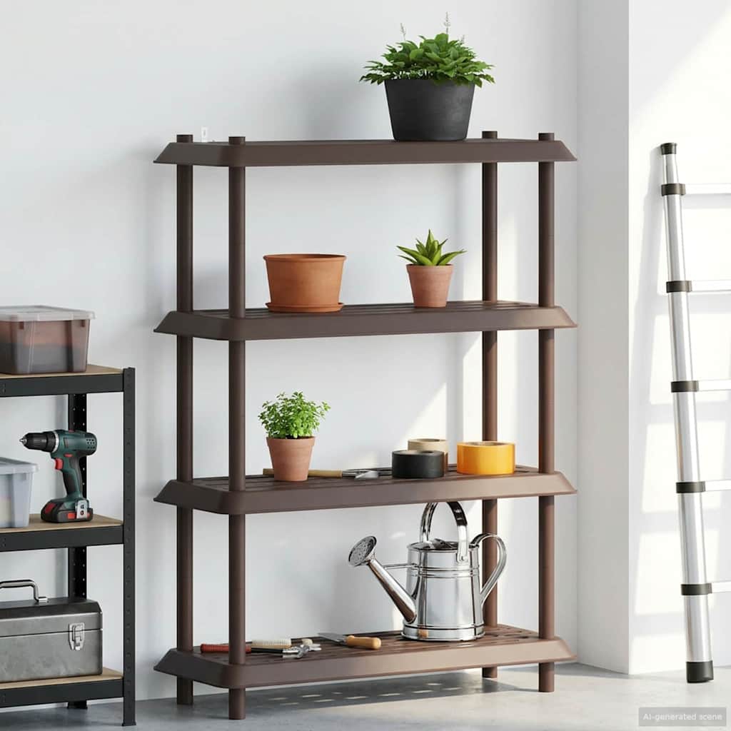 Unidade de estante 4 níveis 100 x 40 x 136,5 cm PP castanho
