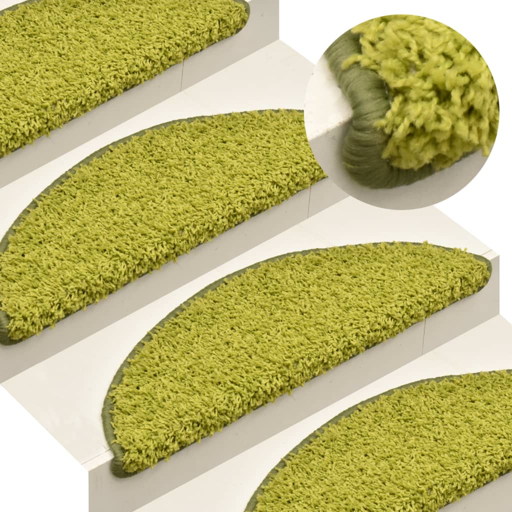 Tapetes de escada 15 peças 65x21x4 cm verde semicircular grande