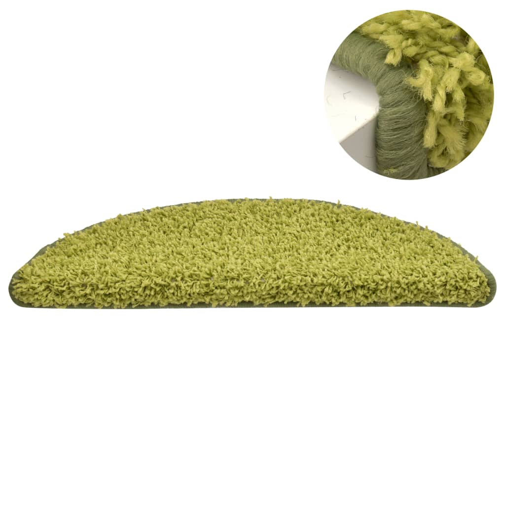 Tapetes de escada 15 peças 65x21x4 cm verde semicircular grande