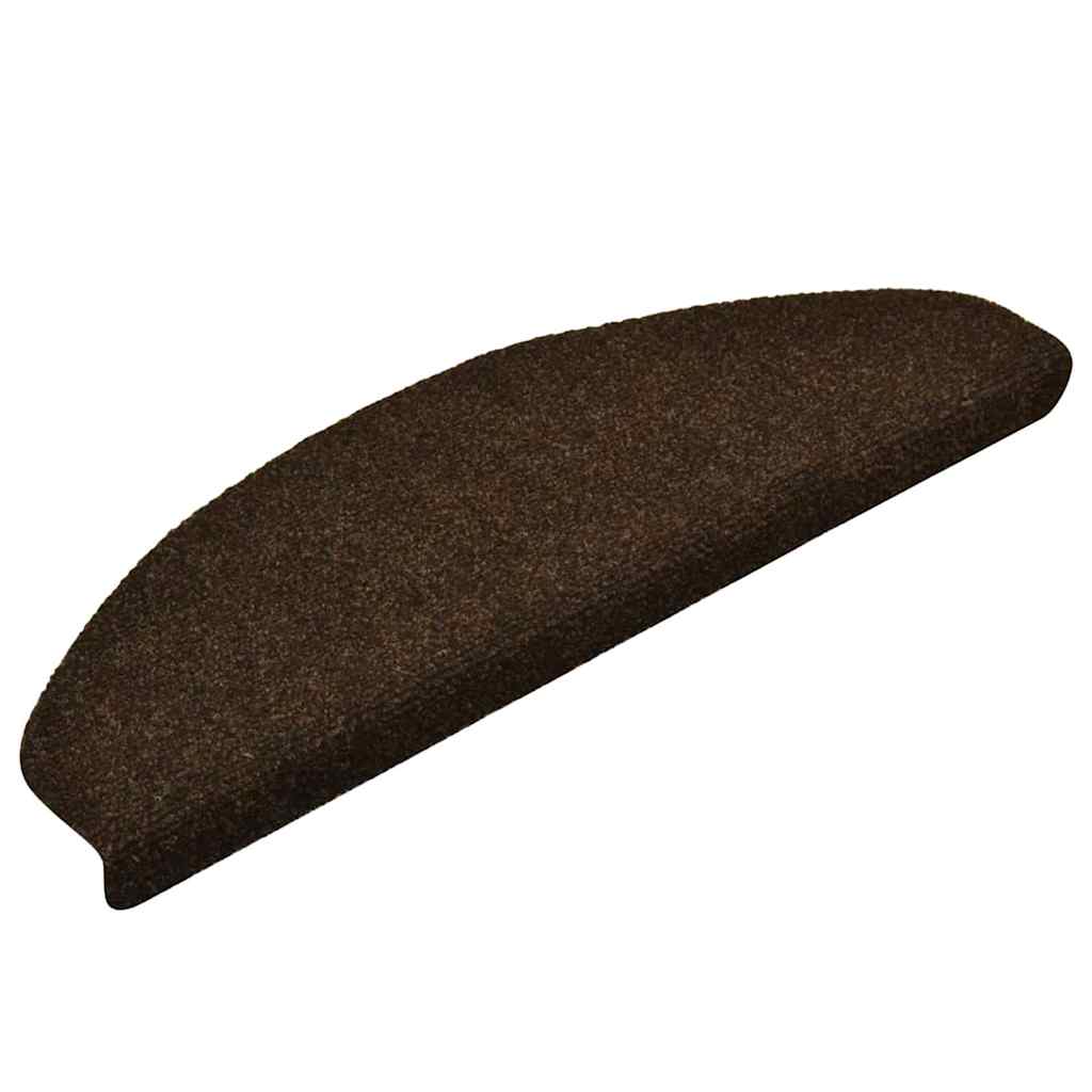 Tapetes de escada autoadesivos 10 peças 65x21x4 cm marrom semicircular grande