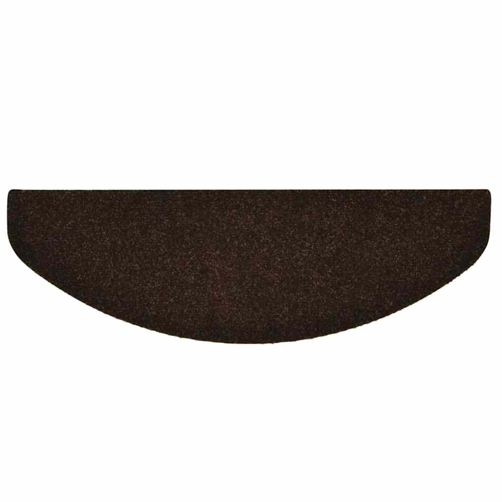 Tapetes de escada autoadesivos 10 peças 65x21x4 cm marrom semicircular grande