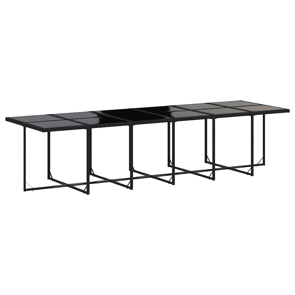 13 Pcs conjunto de jantar p/jardim com almofadões vime PE preto