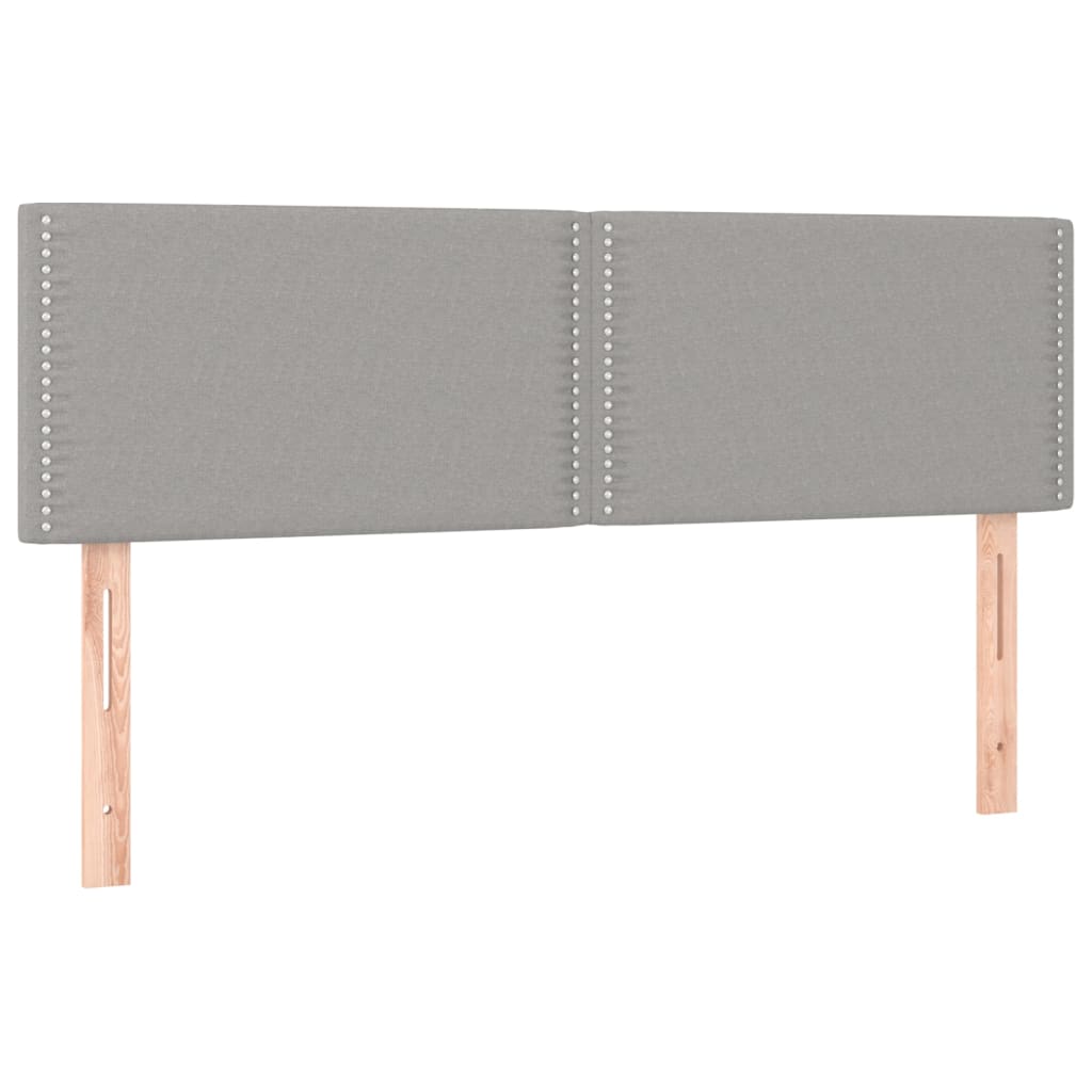 Cabeceira de cama c/ luzes LED tecido 144x5x78/88cm cinza-claro