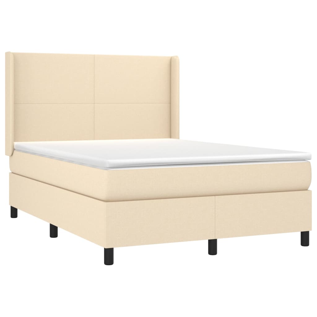 Cama com molas/colchão 140x200 cm tecido cor creme