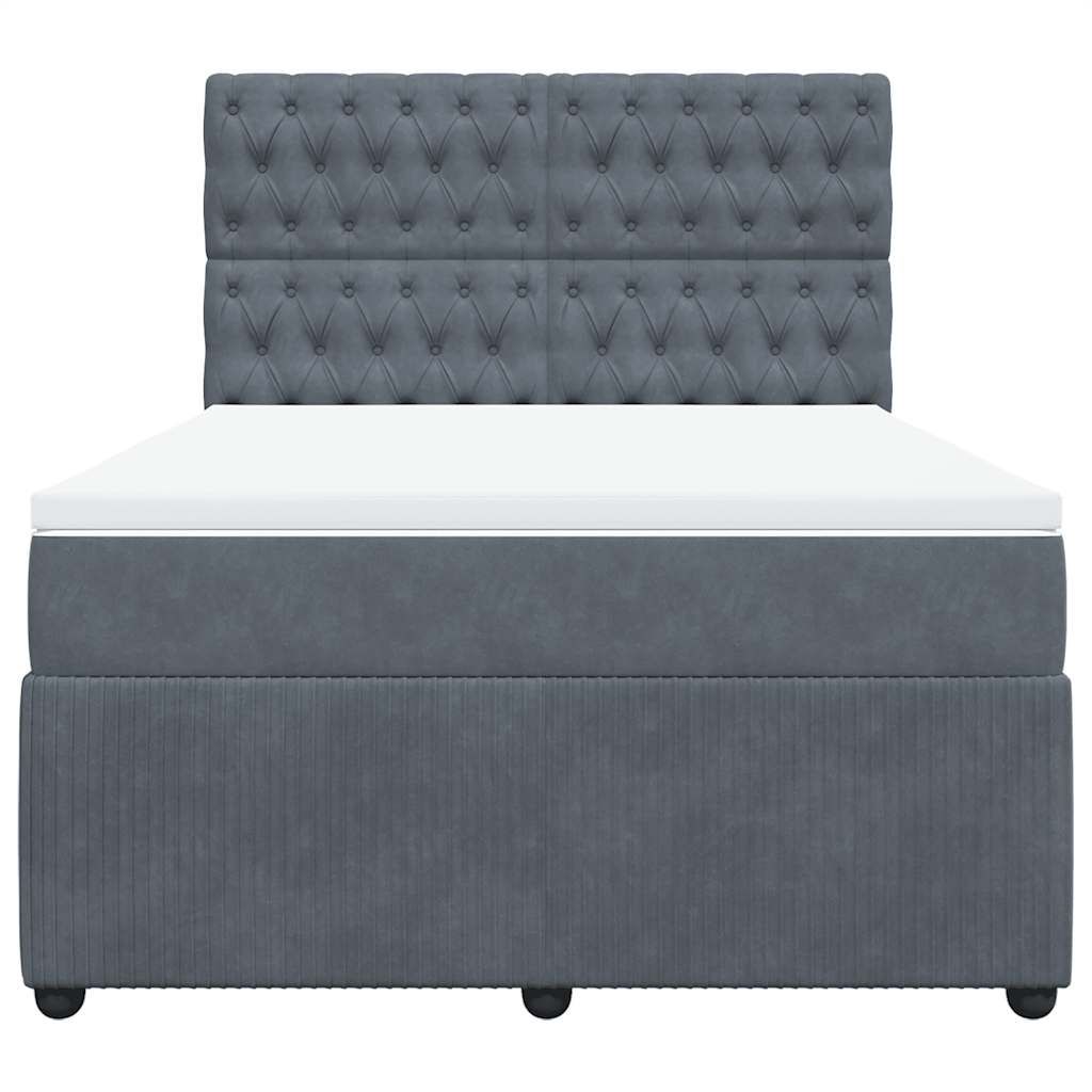 Cama com molas/colchão 160x200 cm veludo cinzento-escuro