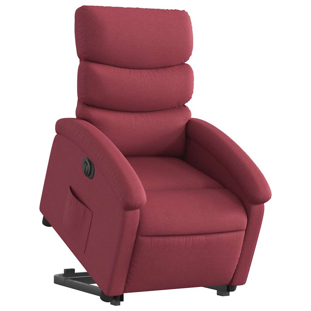 Poltrona reclinável elevatória elétrica tecido vermelho-tinto