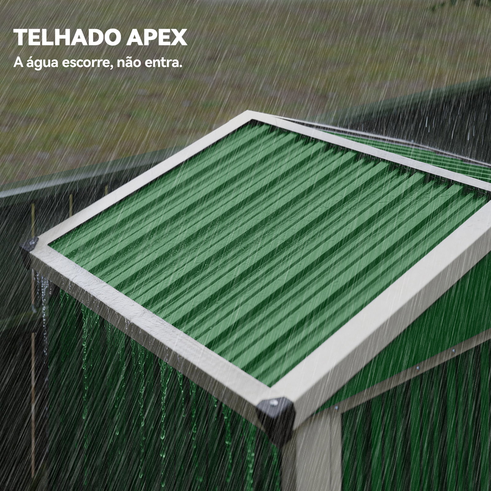 Abrigo de jardim exterior 1,1 m² 133x87x178 cm com 2 portas de abrir, telhado de duas águas e luvas verde