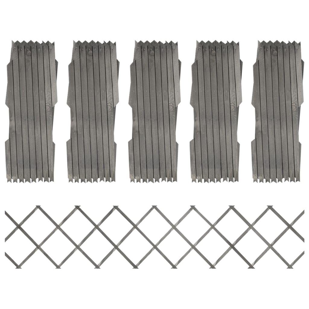 Cercas em treliça 5 pcs 180x30 cm abeto maciço cinzento