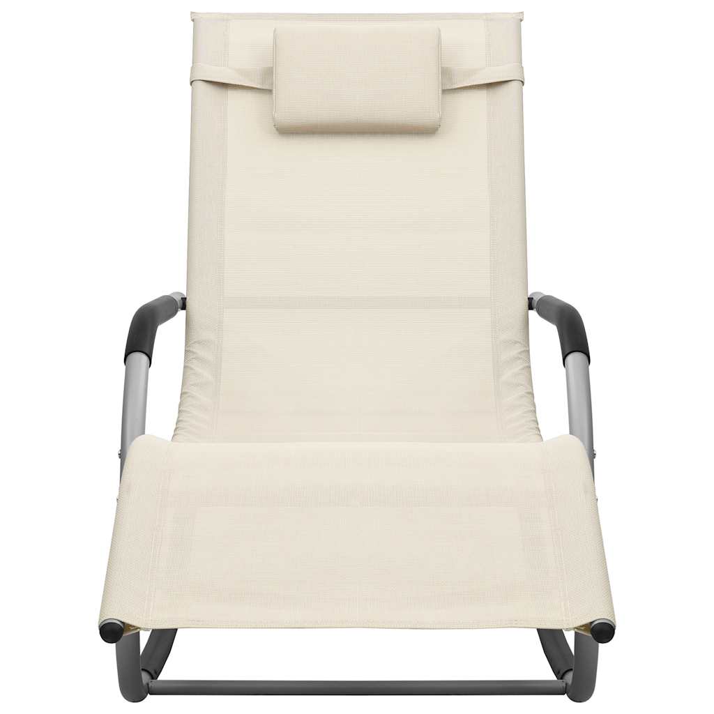 Espreguiçadeiras 2 pcs textilene cor creme e cinzento