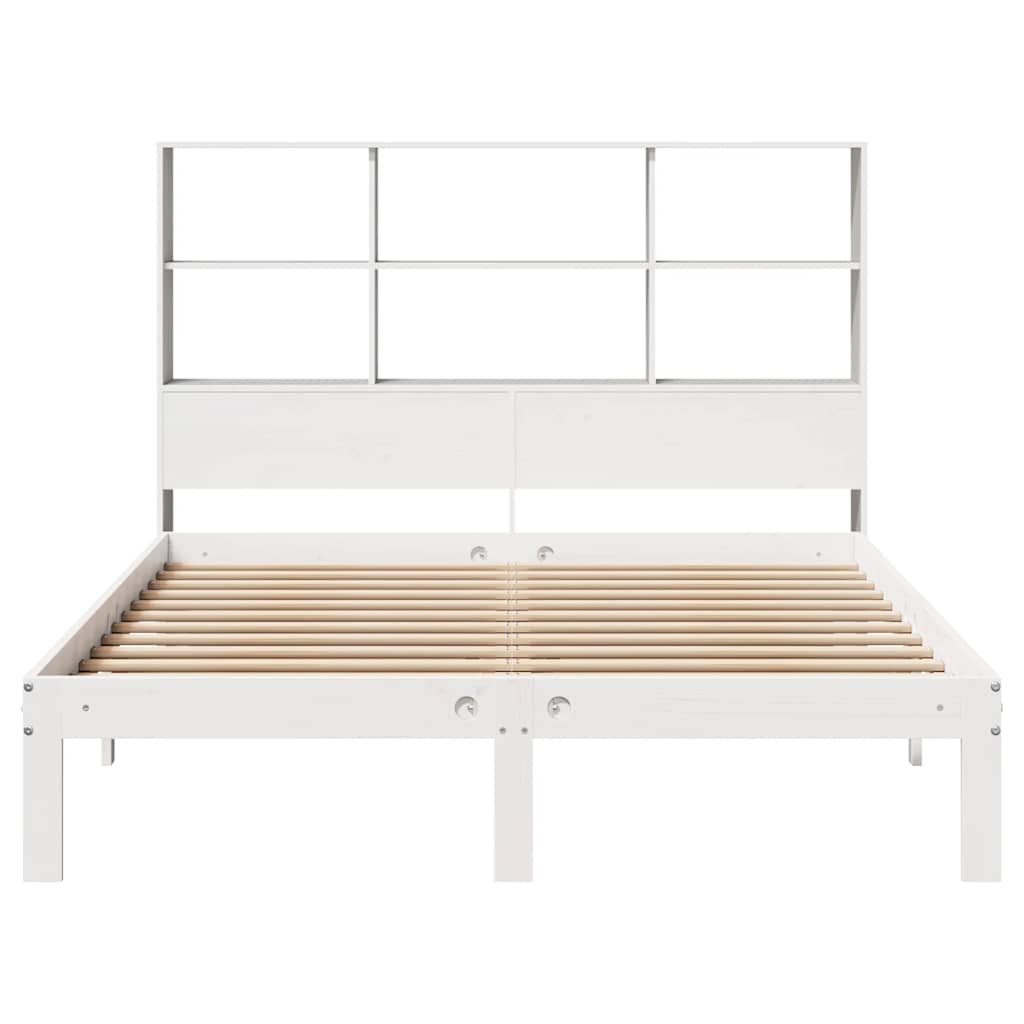 Cama com estante sem colchão 160x200 cm pinho maciço branco