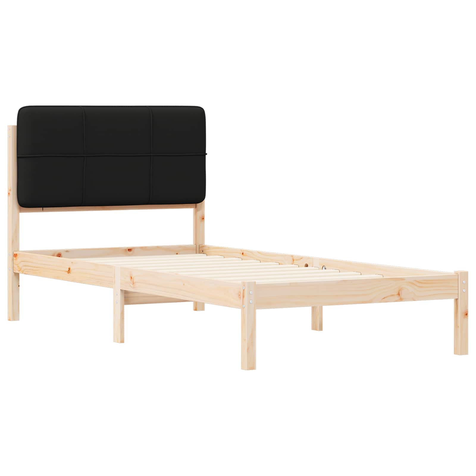 Estrutura de cama com cabeceira estofada preto 100 x 200 cm