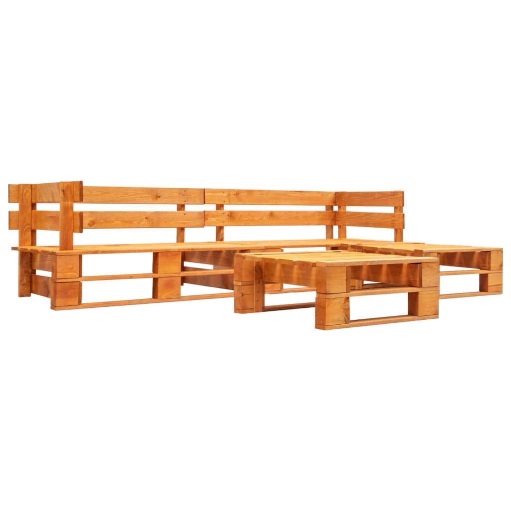 Sofás paletes jardim 4 pcs madeira castanho mel