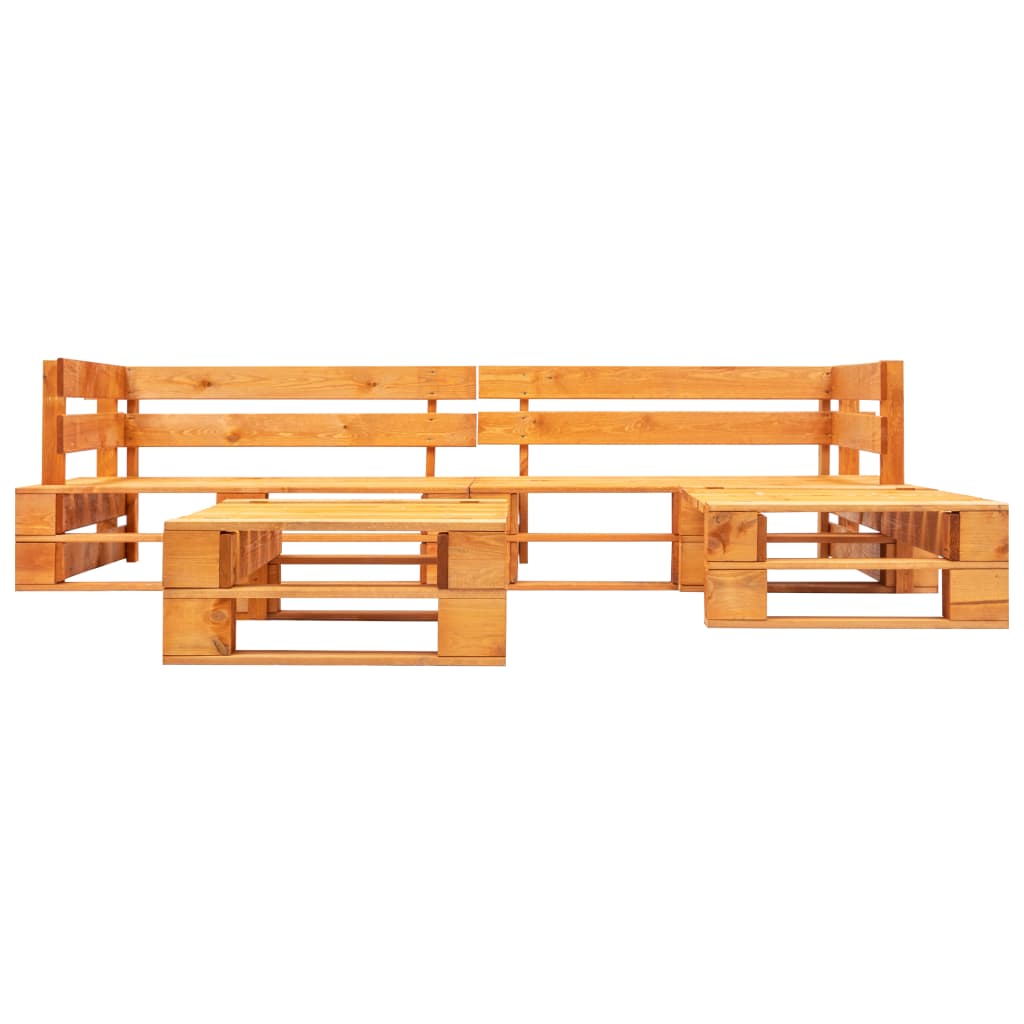 Sofás paletes jardim 4 pcs madeira castanho mel