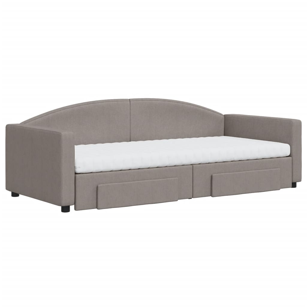 Sofá-cama c/ gavetão/gavetas 90x200 cm tecido cinza-acastanhado