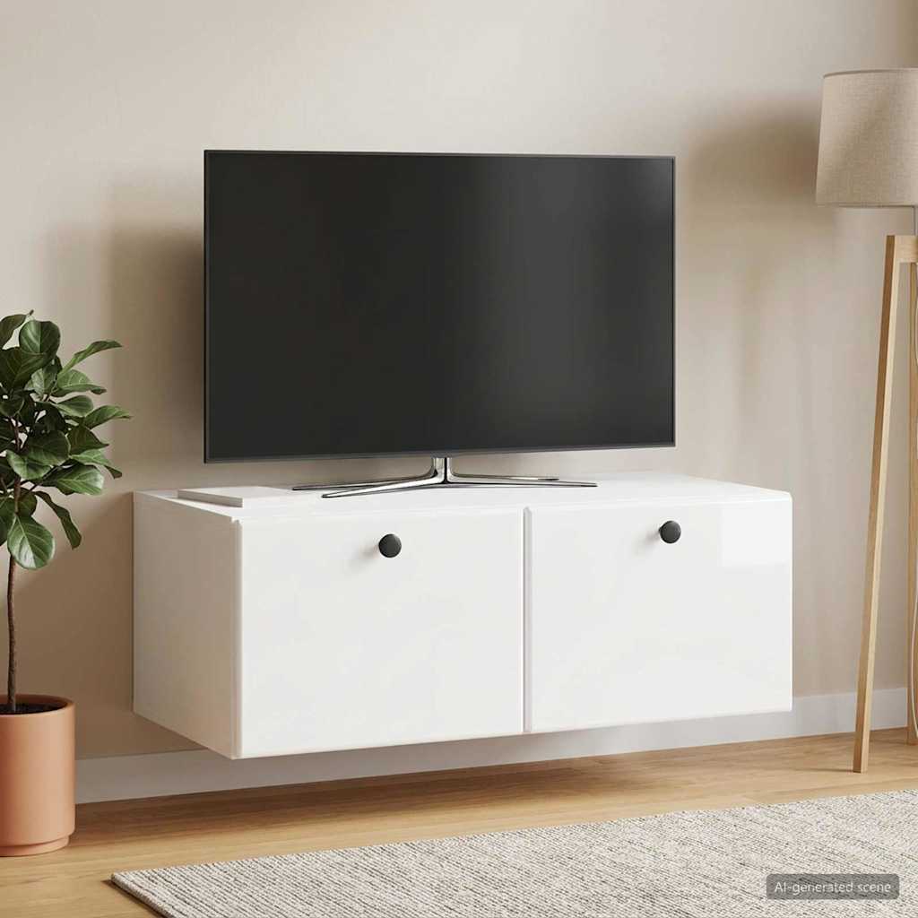 Gabinete de TV de parede 78,5 x 41 x 30 cm branco brilhante
