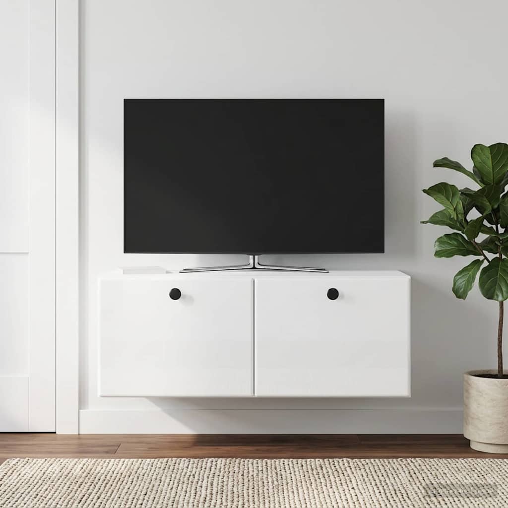Gabinete de TV de parede 78,5 x 41 x 30 cm branco brilhante