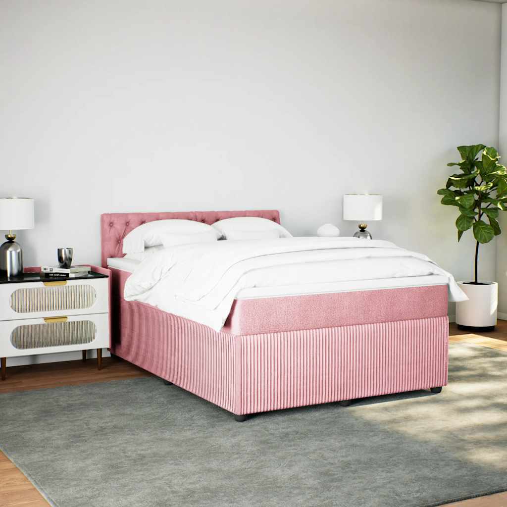 Cama com molas/colchão 140x190 cm veludo rosa