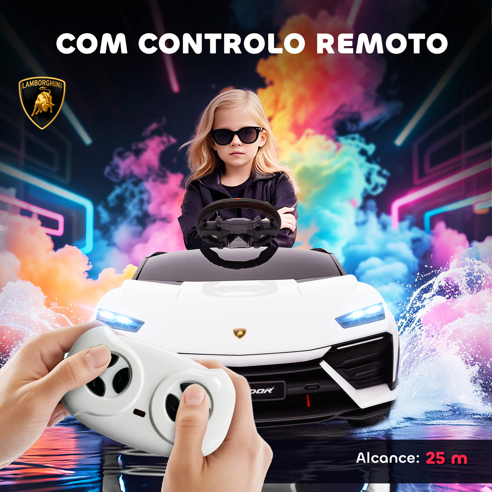 Carro elétrico para crianças 12v com motor duplo rodas com suspensão faróis música USB 101,5x49x43 cm branco