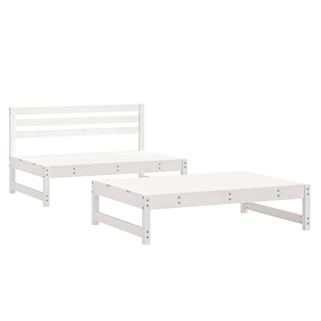 2 Pcs conjunto lounge de jardim madeira de pinho maciça branco
