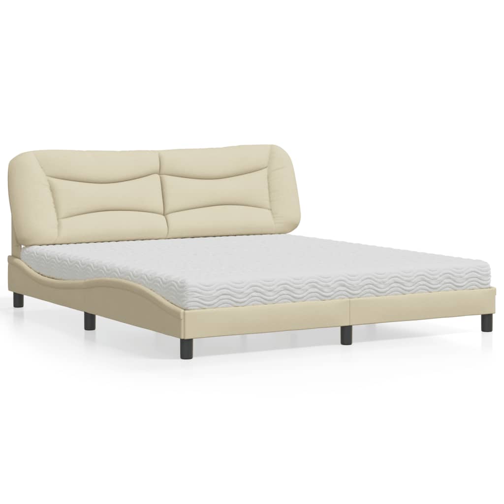 Cama com colchão hvar 180x200 cm tecido cor creme