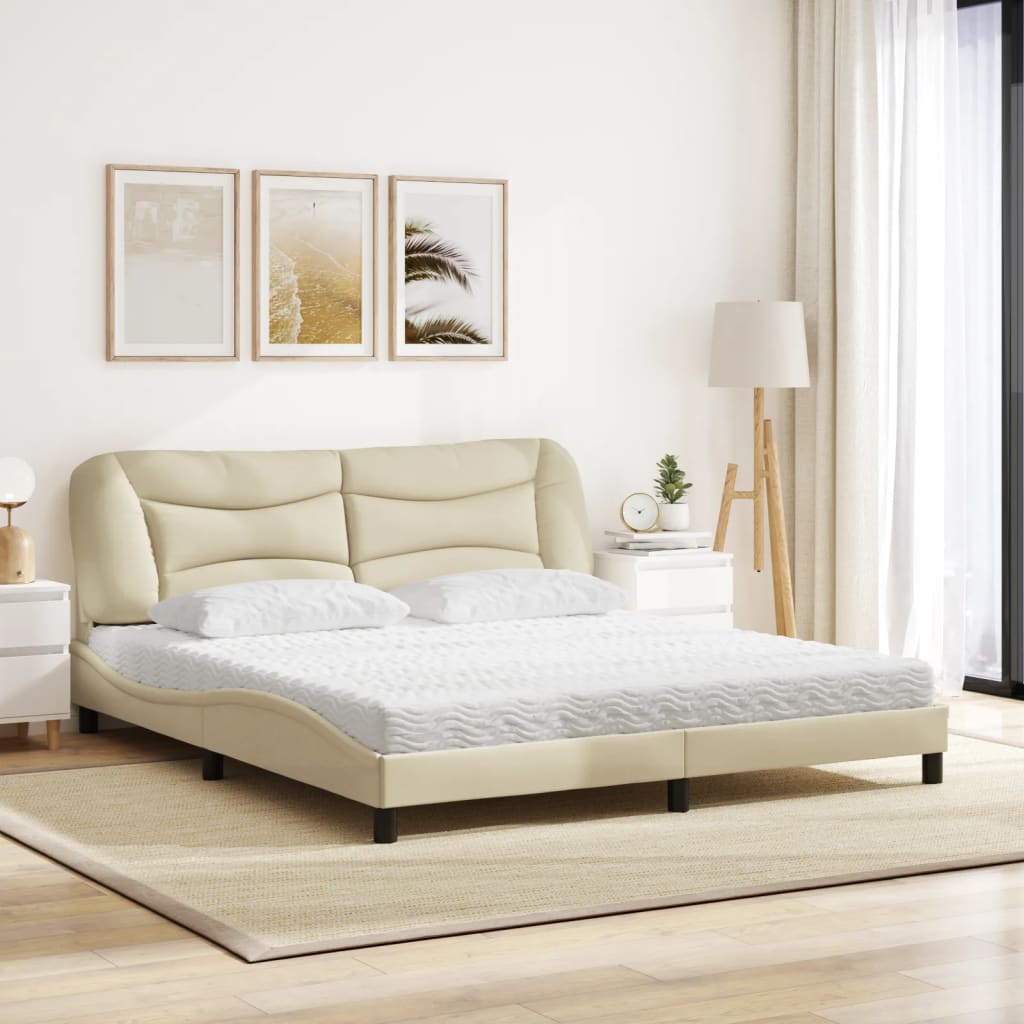 Cama com colchão hvar 180x200 cm tecido cor creme