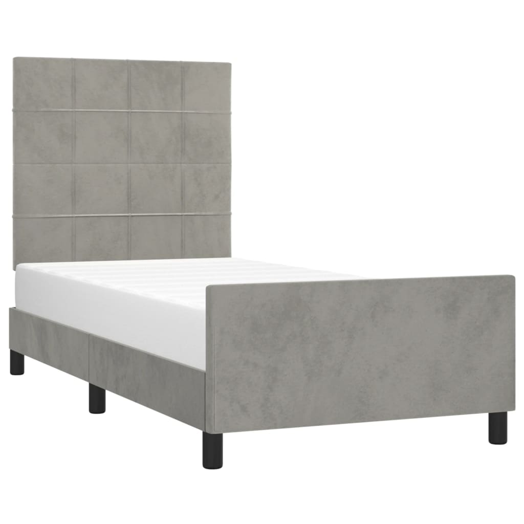 Estrutura de cama sem colchão 90x200 cm veludo cinzento-claro