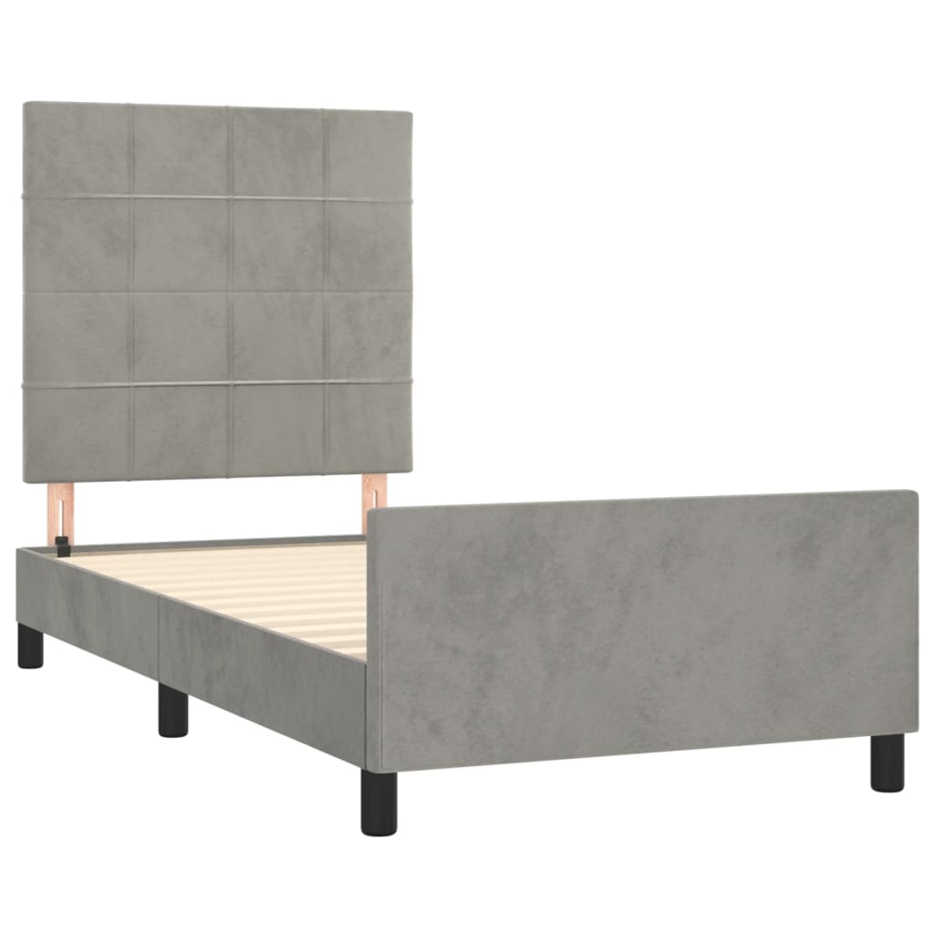 Estrutura de cama sem colchão 90x200 cm veludo cinzento-claro