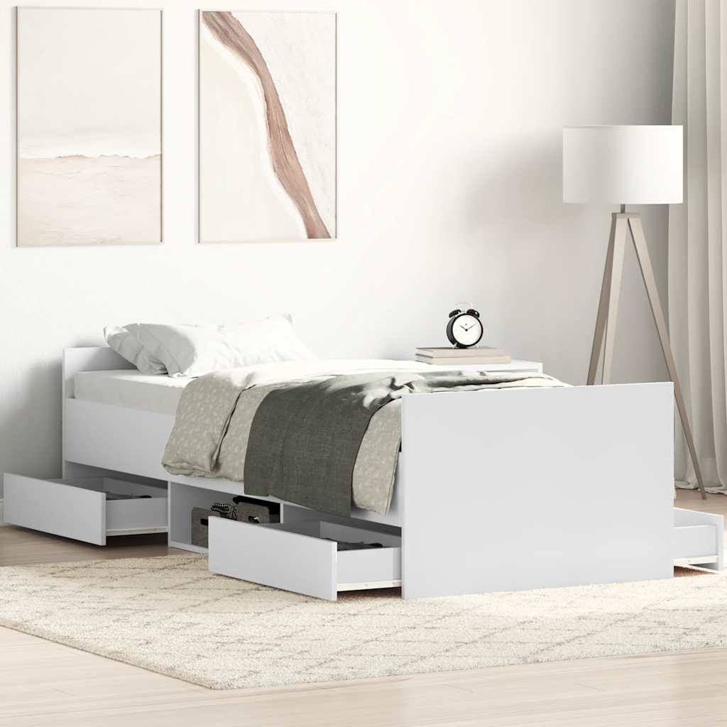 Estrutura de cama c/ painéis cabeceira e pés 100x200 cm branco