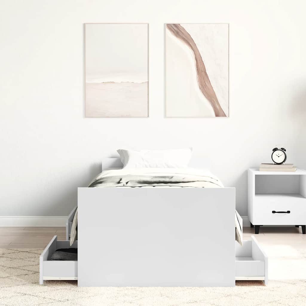 Estrutura de cama c/ painéis cabeceira e pés 100x200 cm branco